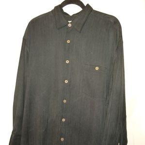 Tommy Bahama 100% Silk Black Long Sleeve